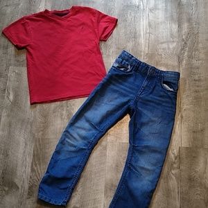 Boys set Nautica red Shirt/Denim jeans